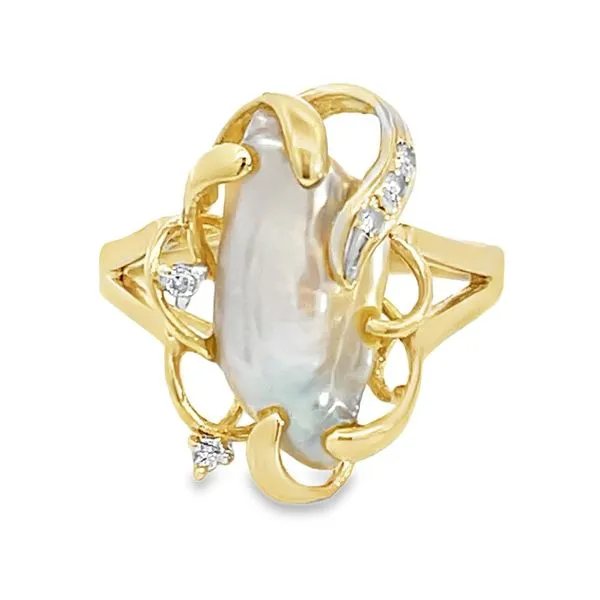 Biwa Pearl and Diamond Ring Image 2 Miner's Den Jewelers Royal Oak, MI