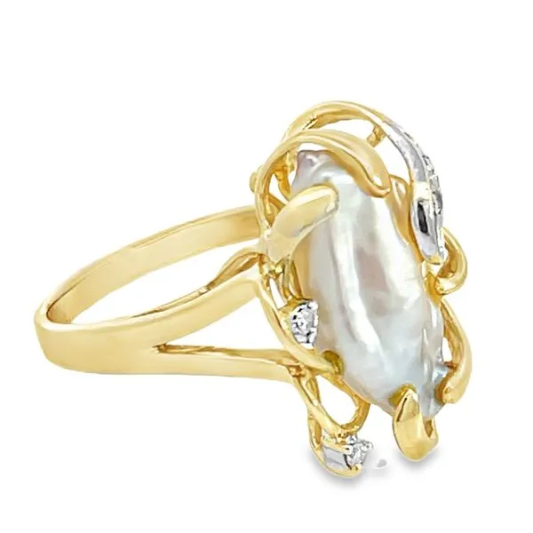 Biwa Pearl and Diamond Ring Miner's Den Jewelers Royal Oak, MI