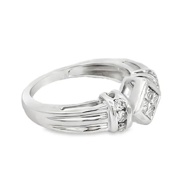 Princess Cut and Round Cut Two-Tone Ring