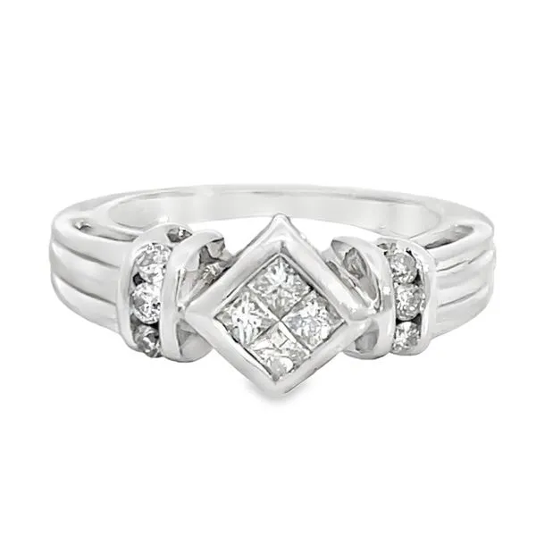 Princess Cut and Round Cut Two-Tone Ring