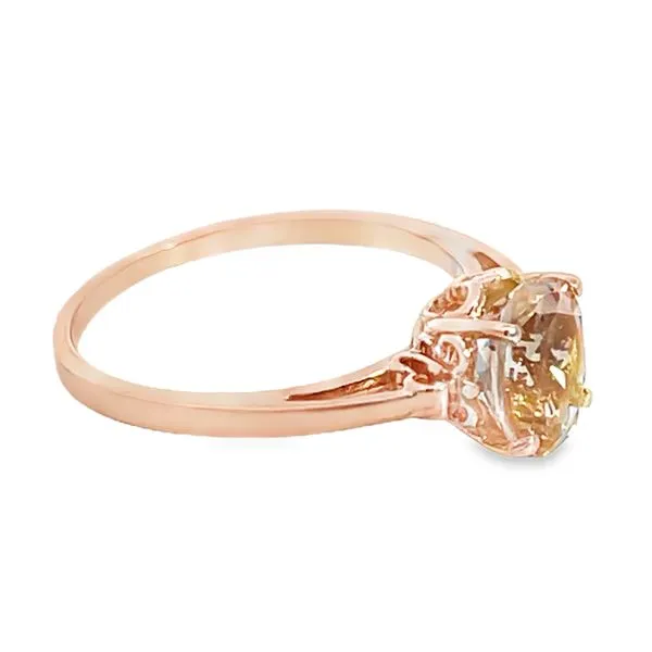 Rose Gold Solitaire Peach Morganite Ring Image 2 Miner's Den Jewelers Royal Oak, MI