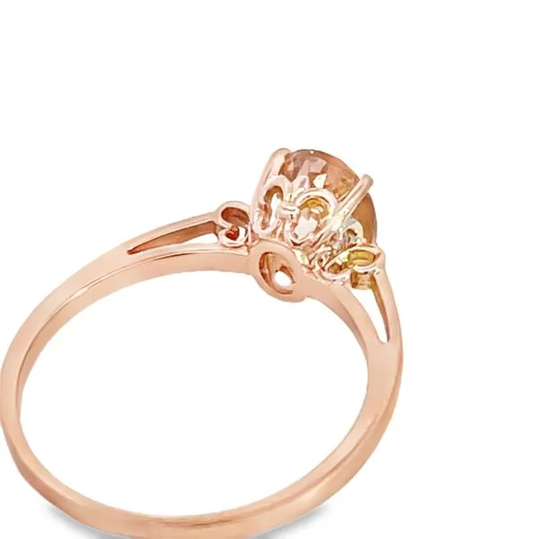 Rose Gold Solitaire Peach Morganite Ring Image 3 Miner's Den Jewelers Royal Oak, MI