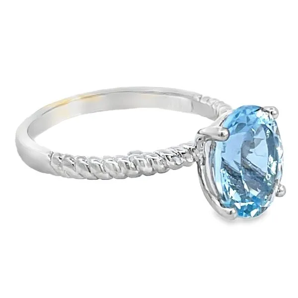 Aquamarine Solitaire Ring Image 2 Miner's Den Jewelers Royal Oak, MI