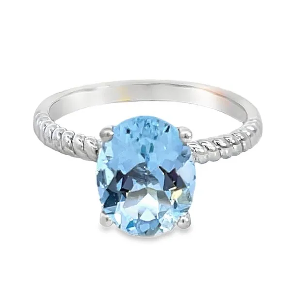 Aquamarine Solitaire Ring Miner's Den Jewelers Royal Oak, MI