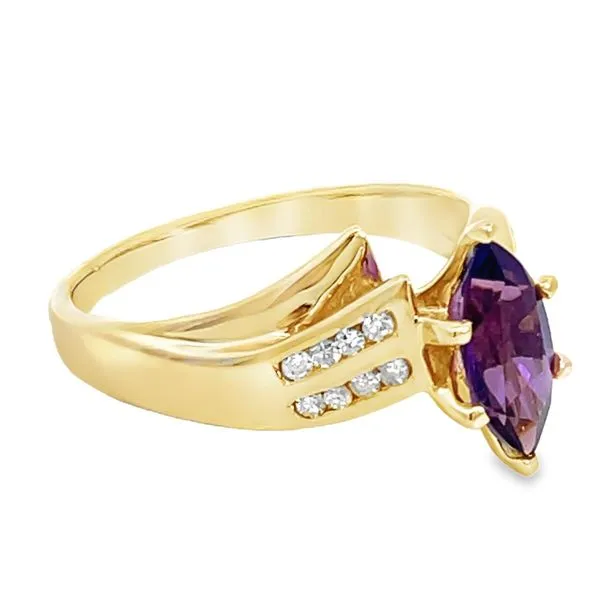 Marquise Amethyst and Diamond Ring