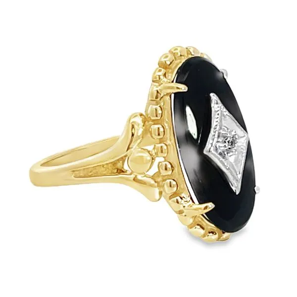 Antique Style Onyx and Diamond Ring