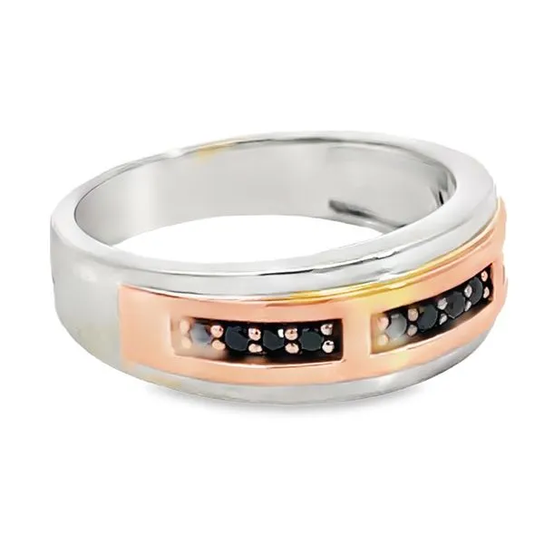 Two-Tone Black Diamond Gents Ring Image 2 Miner's Den Jewelers Royal Oak, MI