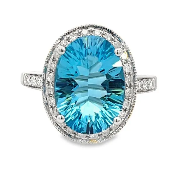 Halo Blue Topaz Ring Miner's Den Jewelers Royal Oak, MI