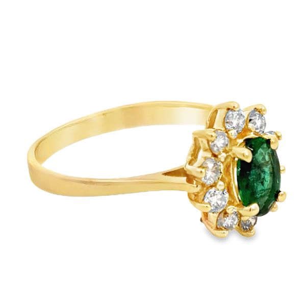 14 Karat Yellow Gold Emerald and Diamond Ring Image 2 Miner's Den Jewelers Royal Oak, MI