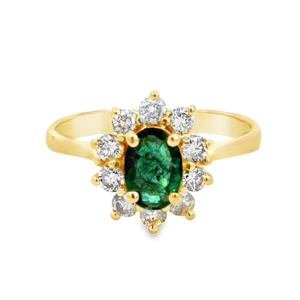 14 Karat Yellow Gold Emerald and Diamond Ring Miner's Den Jewelers Royal Oak, MI