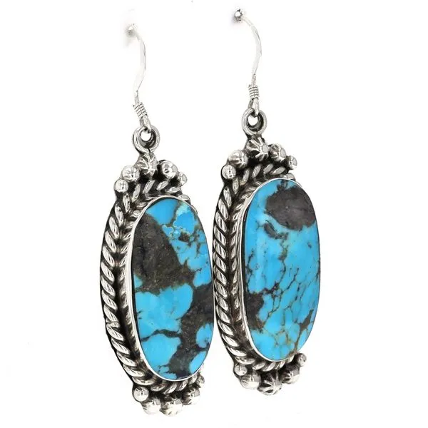 Turquoise Dangle Estate Earrings Image 2 Miner's Den Jewelers Royal Oak, MI