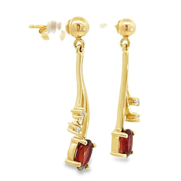 Garnet and Diamond Drop Earrings