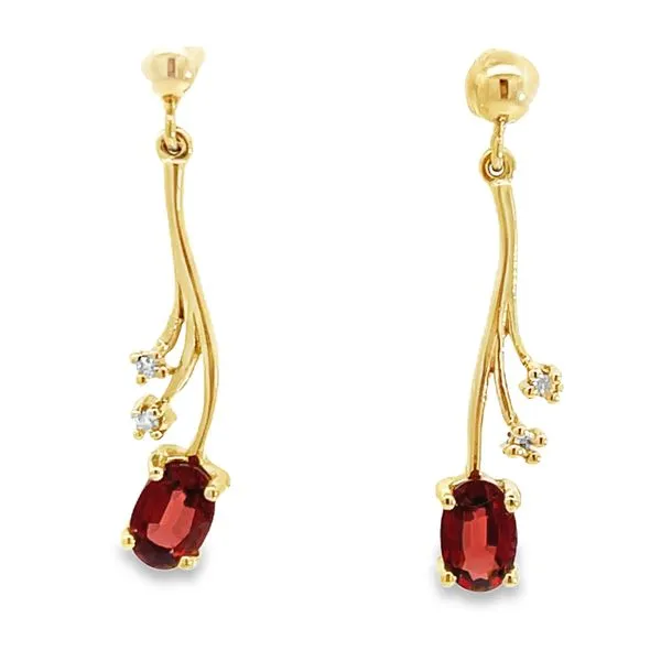 Garnet and Diamond Drop Earrings