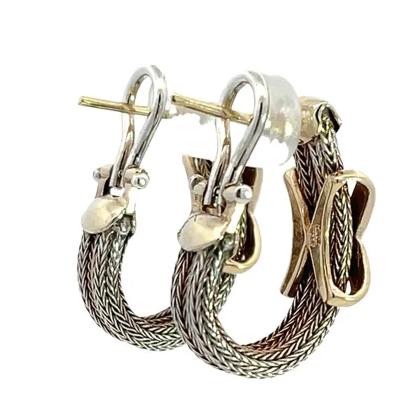 Sterling Silver/18K  J-Hoop Earring Image 3 Miner's Den Jewelers Royal Oak, MI