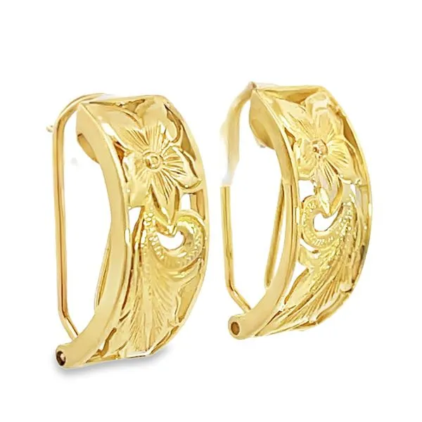 Floral Omega Post Earrings Image 2 Miner's Den Jewelers Royal Oak, MI