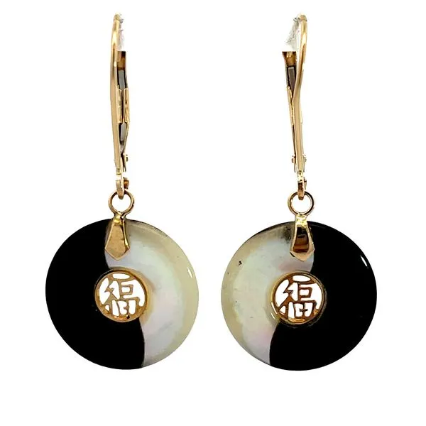 Leverback Black Onyx and Mother of Pearl Yin Yang Earrings Miner's Den Jewelers Royal Oak, MI