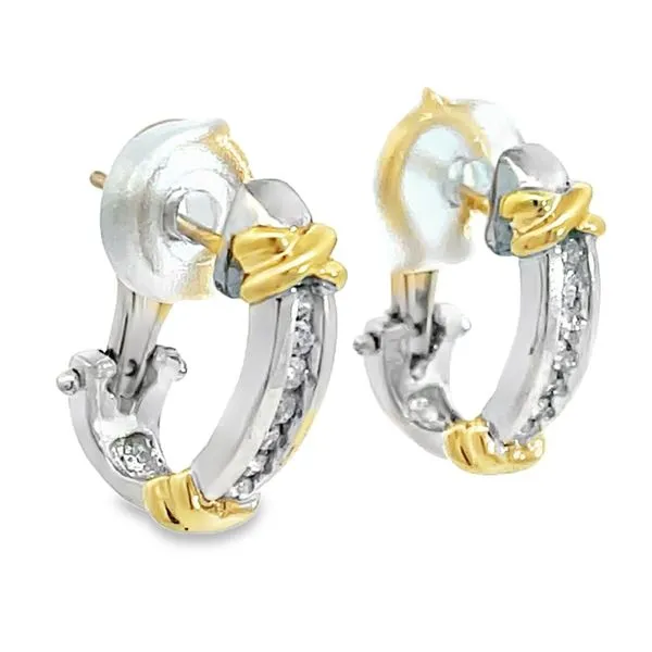 Two-Tone Diamond Omega Earrings
