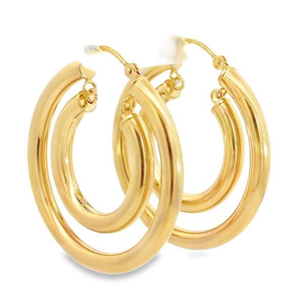 Gold Double Hoop Estate Earrings Miner's Den Jewelers Royal Oak, MI