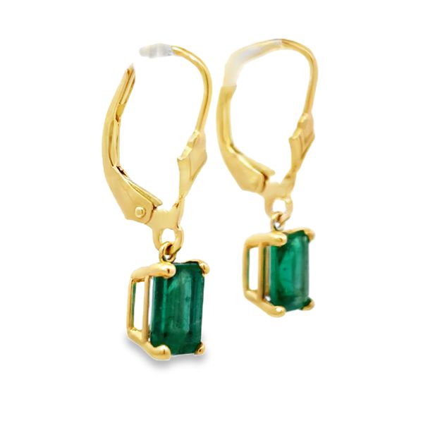 Emerald Dangle Estate Earrings Image 2 Miner's Den Jewelers Royal Oak, MI