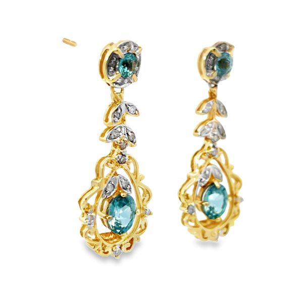 Blue Topaz & Diamond Earrings Image 2 Miner's Den Jewelers Royal Oak, MI