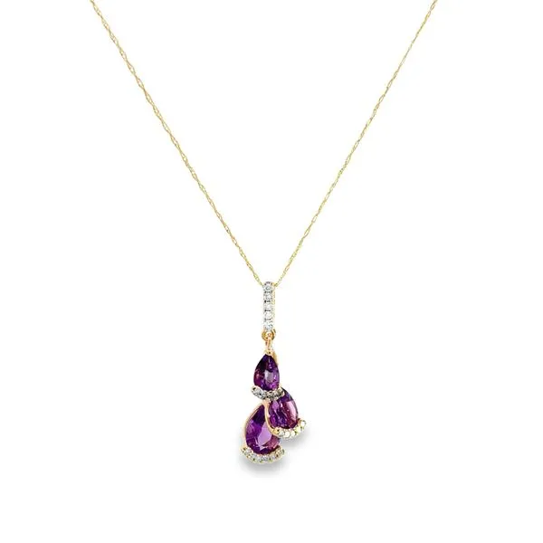Contemporary Pendant and Chain with Amethyst and Diamonds