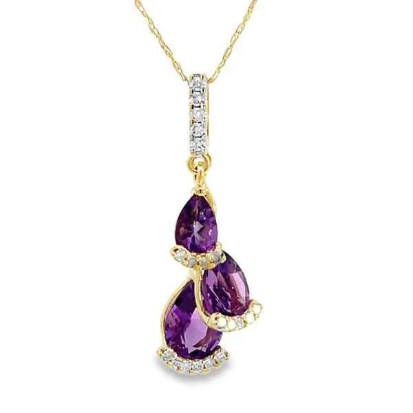 Contemporary Pendant and Chain with Amethyst and Diamonds