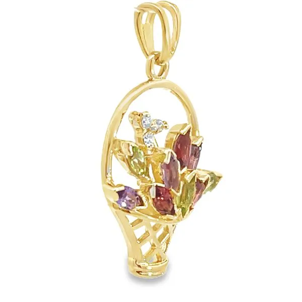Flower Basket Pendant with Amethyst, Garnet and Peridot