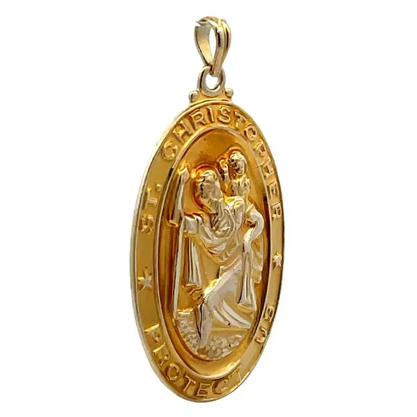 St. Christopher 14K Gold Estate Charm Image 2 Miner's Den Jewelers Royal Oak, MI