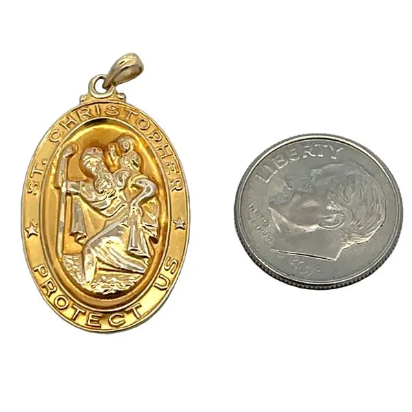 St. Christopher 14K Gold Estate Charm Image 3 Miner's Den Jewelers Royal Oak, MI
