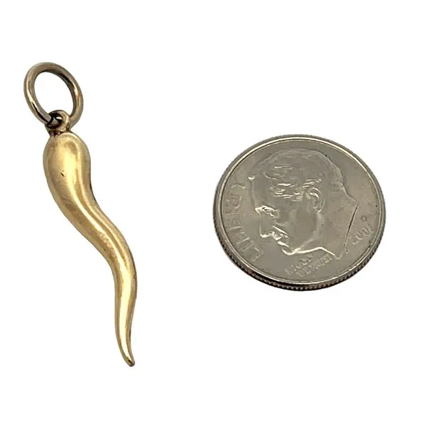 Italian Horn 14K Gold Estate Charm Image 3 Miner's Den Jewelers Royal Oak, MI