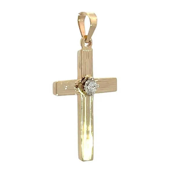 14K Yellow Gold Cross with One Diamond