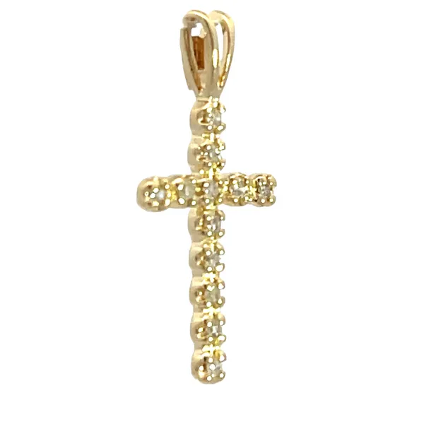 14K Yellow Gold Diamond Cross Charm