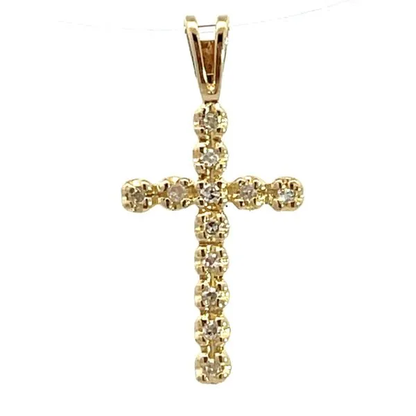 14K Yellow Gold Diamond Cross Charm