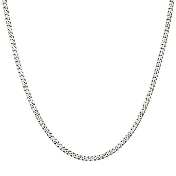 4.4mm 925 Italy Silver Black Rhodium Plated Brushed Satin Finish Diamond Cut Curb Chain Necklace Miner's Den Jewelers Royal Oak, MI