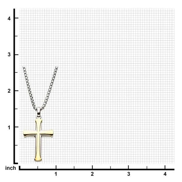 Stainless Steel Gold IP Apostle Cross Pendant with Chain