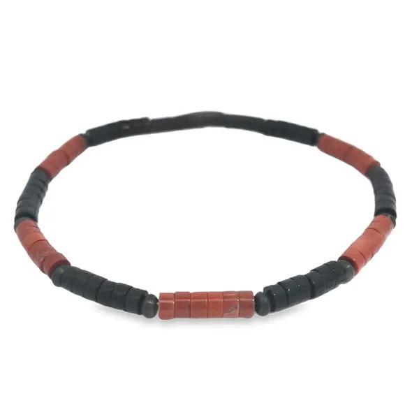 Red Jasper & Onyx Beaded Bracelet - 8.25" Image 2 Miner's Den Jewelers Royal Oak, MI