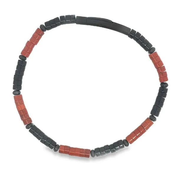 Red Jasper & Onyx Beaded Bracelet - 8.25" Miner's Den Jewelers Royal Oak, MI