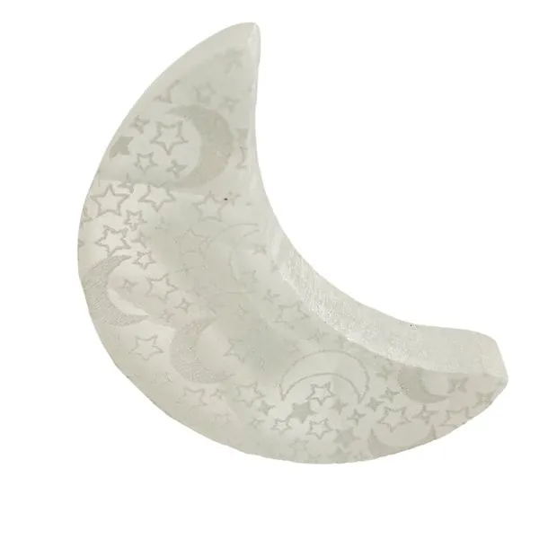 Carved Selenite Moon & Stars Specimen Miner's Den Jewelers Royal Oak, MI
