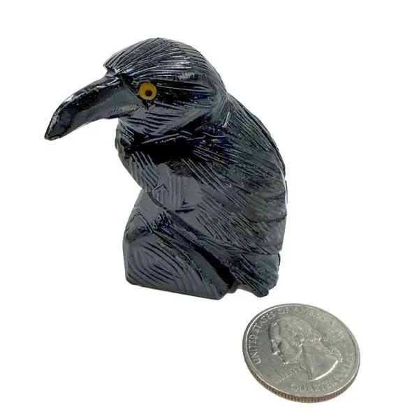 Carved Onyx Raven Specimen Image 2 Miner's Den Jewelers Royal Oak, MI