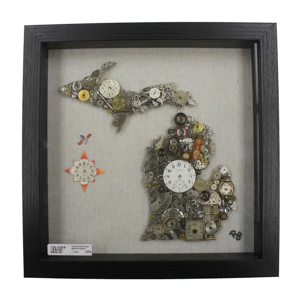 Watch Parts Shape of Michigan Framed Miner's Den Jewelers Royal Oak, MI