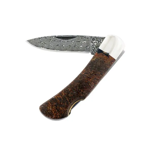Mammoth Bone 3\ Damascus Lock Blade