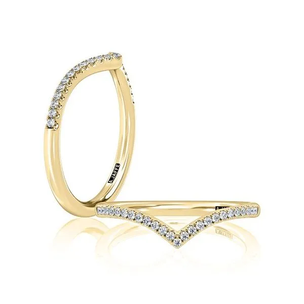 Chevron 14K Yellow Gold Diamond Wedding Band Miner's North Jewelers Traverse City, MI