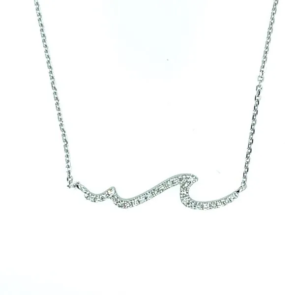 14k White Gold Wave Diamond Pendant Miner's North Jewelers Traverse City, MI