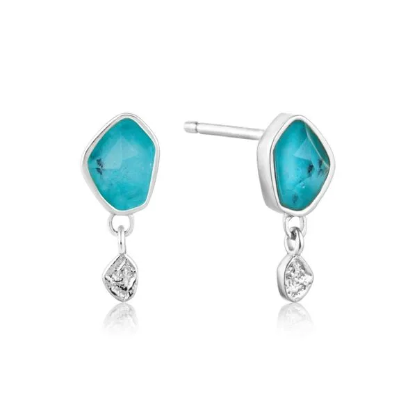 Turquoise Drop Silver Stud Earrings Miner's North Jewelers Traverse City, MI