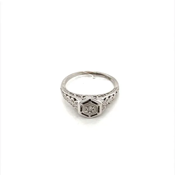 10K White Gold Estate Diamond Filigree Engagement Ring Image 2 Minor Jewelry Inc. Nashville, TN