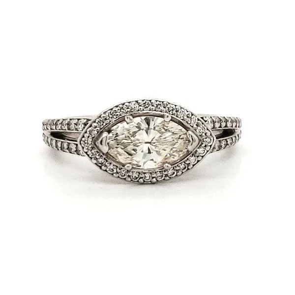14K White Gold Estate Diamond Halo Engagement Ring Minor Jewelry Inc. Nashville, TN