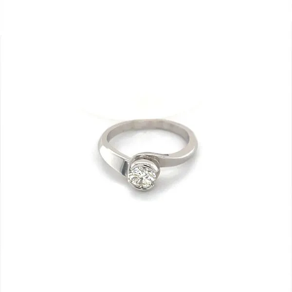 14K White Gold Estate Diamond Solitaire Bezel Set Bypass ...
