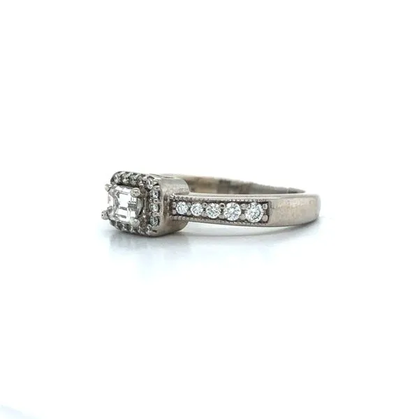 14K White Gold Estate Diamond Halo Engagement Ring