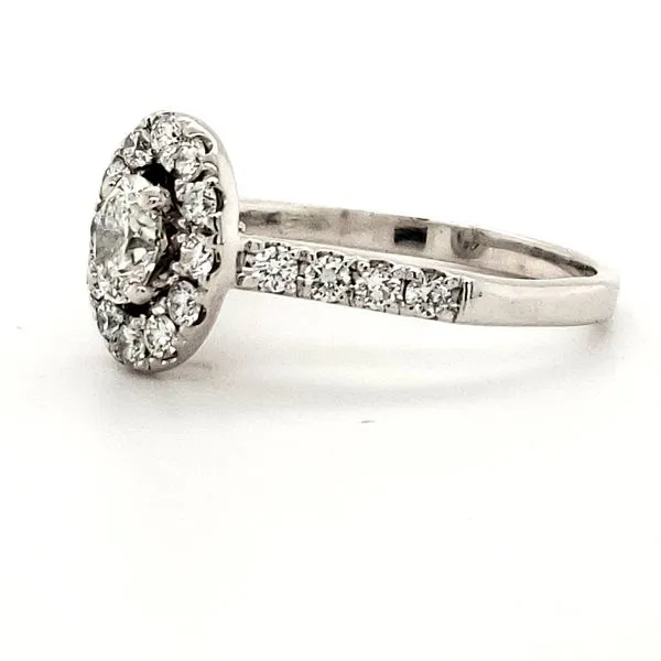 14K White Gold Estate Diamond Halo Engagement Ring