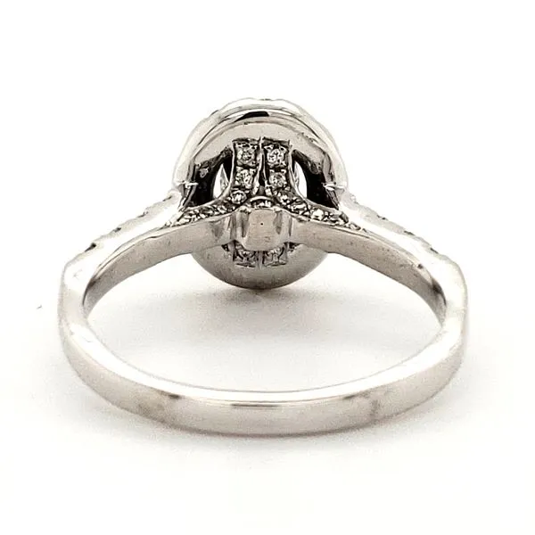 14K White Gold Estate Diamond Halo Engagement Ring